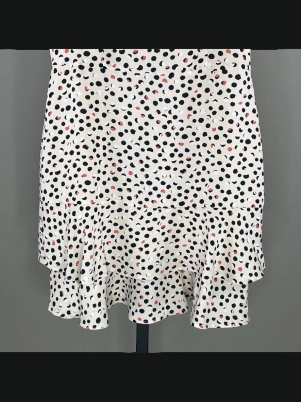 NEW Ann Taylor Dress Womens 6 petite pink black dot sheath ruffle cocktail - Picture 3 of 9